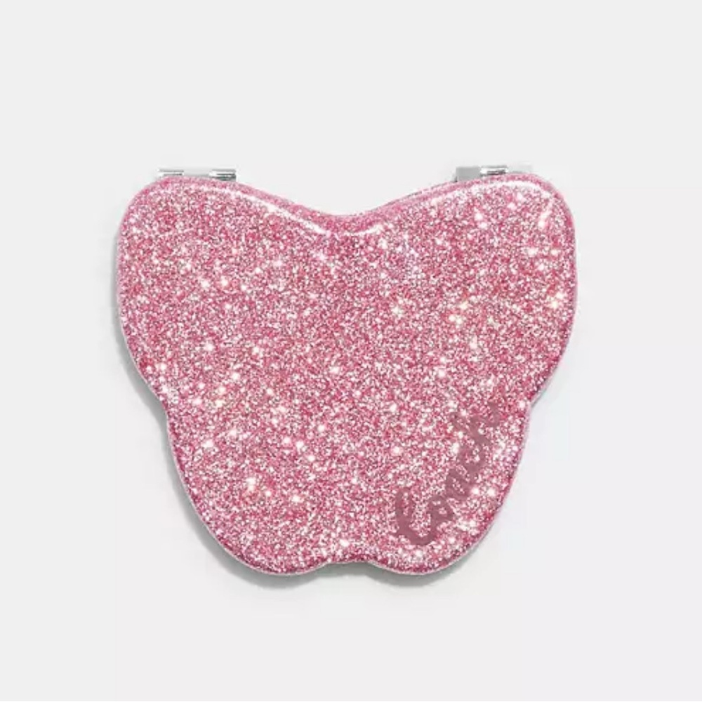 Coach Glitter Butterfly Compact Mirror in Taffy